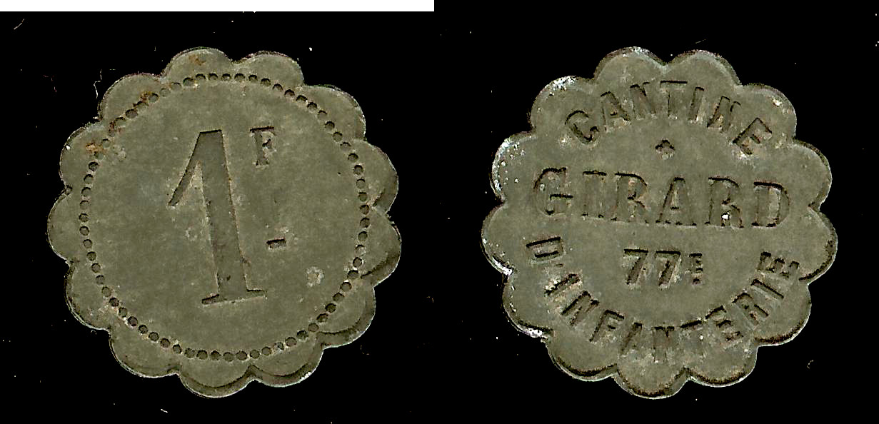 Cholet (Maine-et-Loire) Cantine Girard 1 franc N.D. gVF